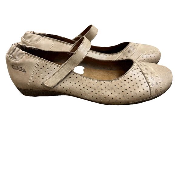 Taos Sand Dollar Leather Slip On Mary Jane Shoes Women’s Sz EU 41 US 10-10.5 EUC - Picture 1 of 14